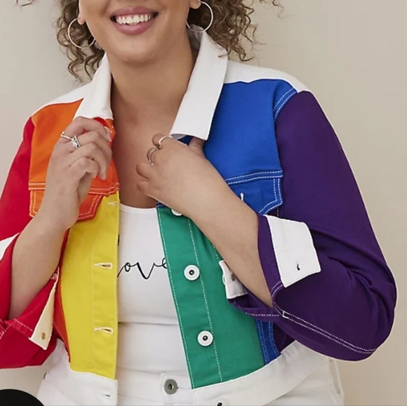 🆕️🌈 3X RAINBOW ALWAYS PROUD DENIM JACKET - PRIDE 🌈 - Picture 2 of 5
